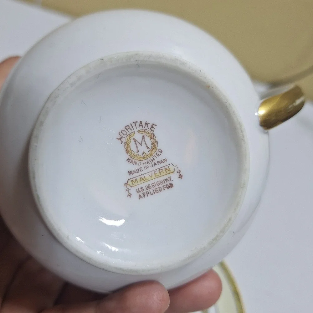 Antique Noritake Malvern Hand Painted Sugar Bowl Creamer Underplate Japan M Mark